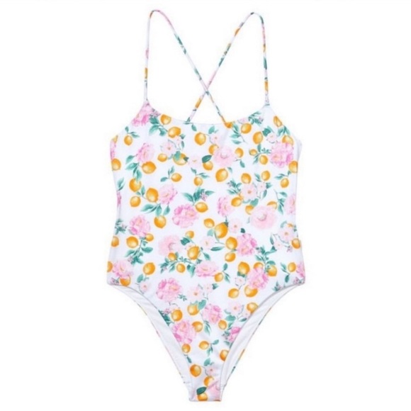New! Victoria’s Secret lemon floral print strappy one piece swimsuit 3545 - Picture 1 of 8